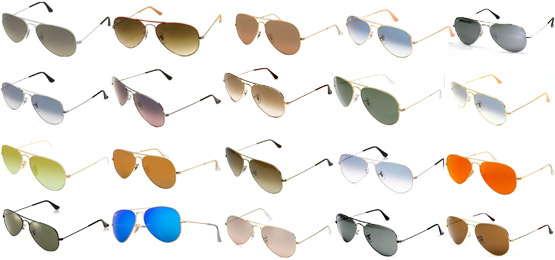 types of ray ban aviators